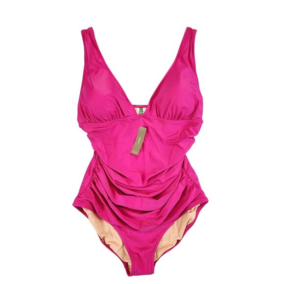 J. Crew NEW Women's Ruched V-neck Swimsuit One-Piece Vacation Boho Beach Swim 16 - Picture 2 of 12